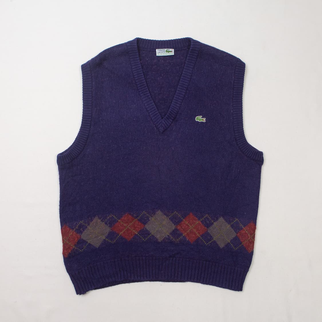 70s Chemise 라코스테 아가일 니트 베스트 상품이미지1