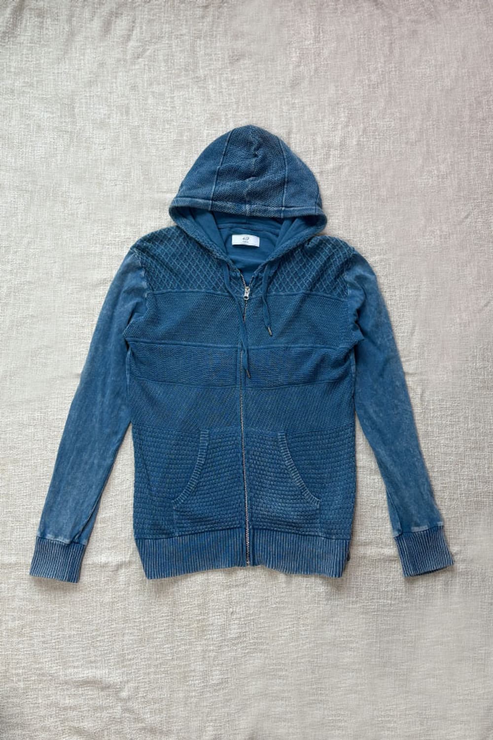 Indigo Mixed Mesh Knit Zip-up hoodie 상품이미지7