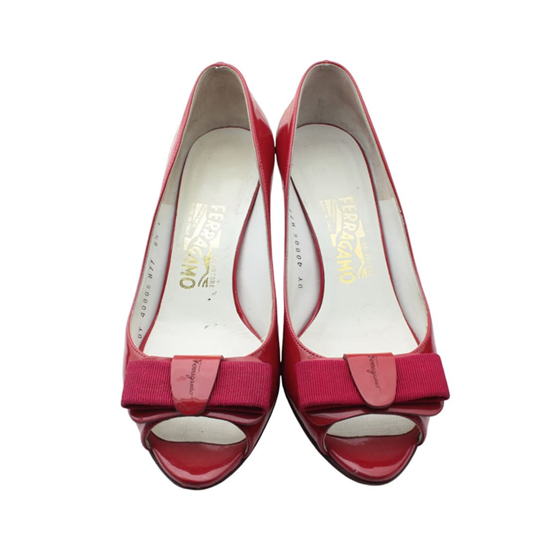 페라가모 바라 레드 페이던트 오픈토 펌프스 36 1/2 C 상품이미지2