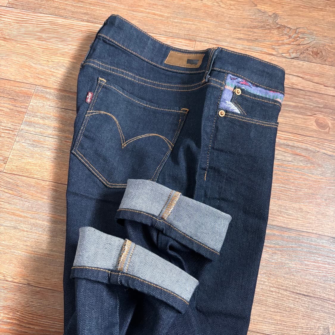 리바이스 27 스키니진 보헤미안 히피 패턴 슬림 진청 스판 데님 상품이미지3