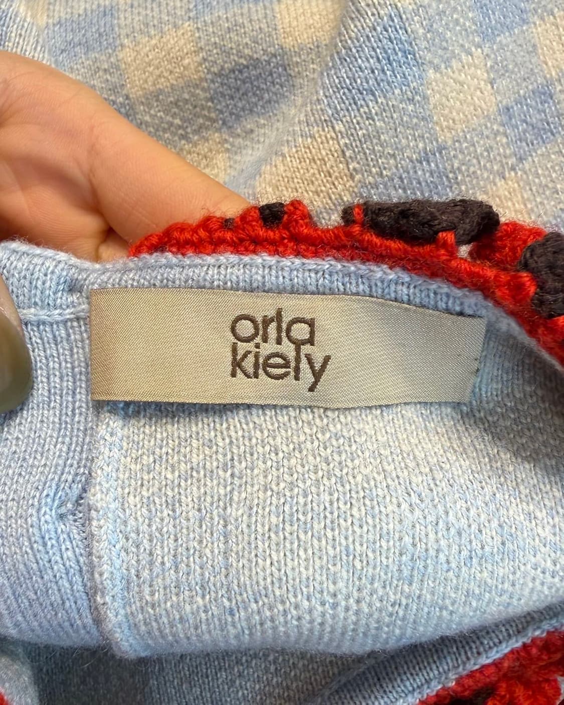 orla kiely 블루 체크 카라넥 니트  상품이미지8