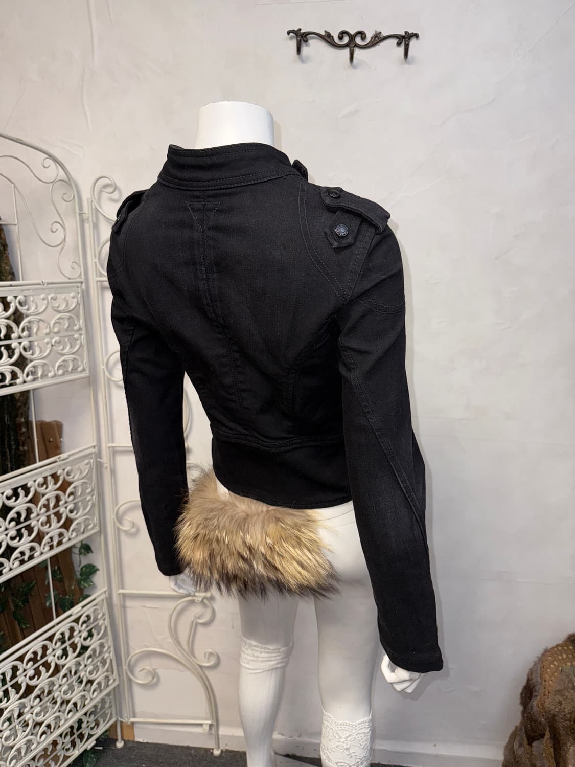 Guess black button slim rider jacket  상품이미지8