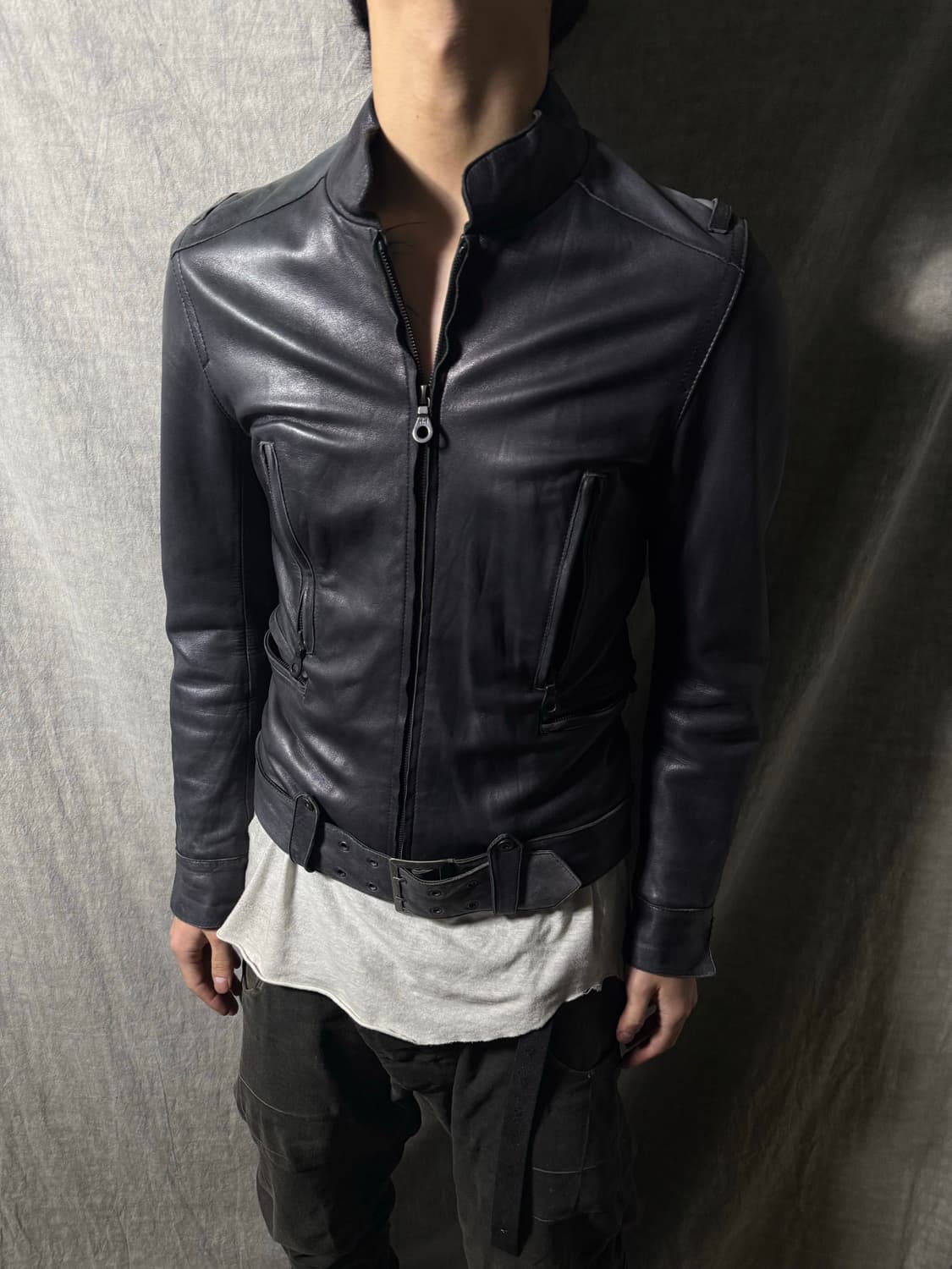 GalaabenD High Neck Leather Rider Jacket 상품이미지1