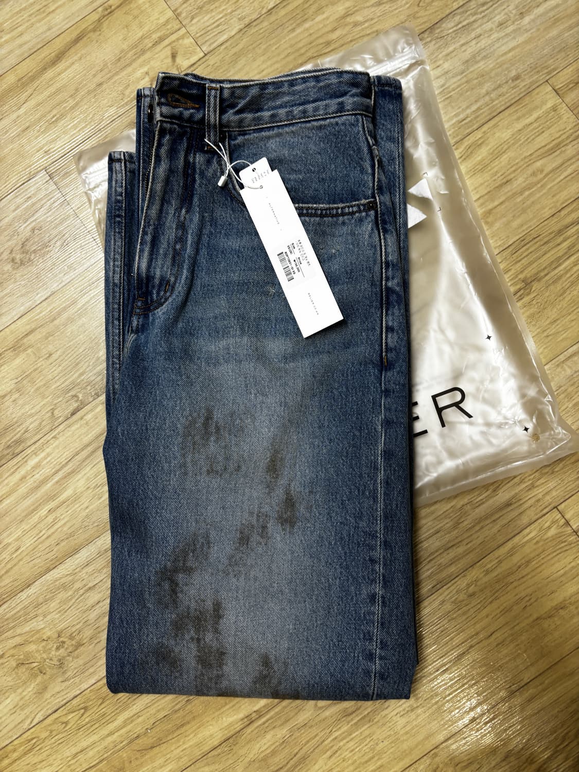 벨리에 트루와이드핏 더티워싱 인디고 데님팬츠 상품이미지3