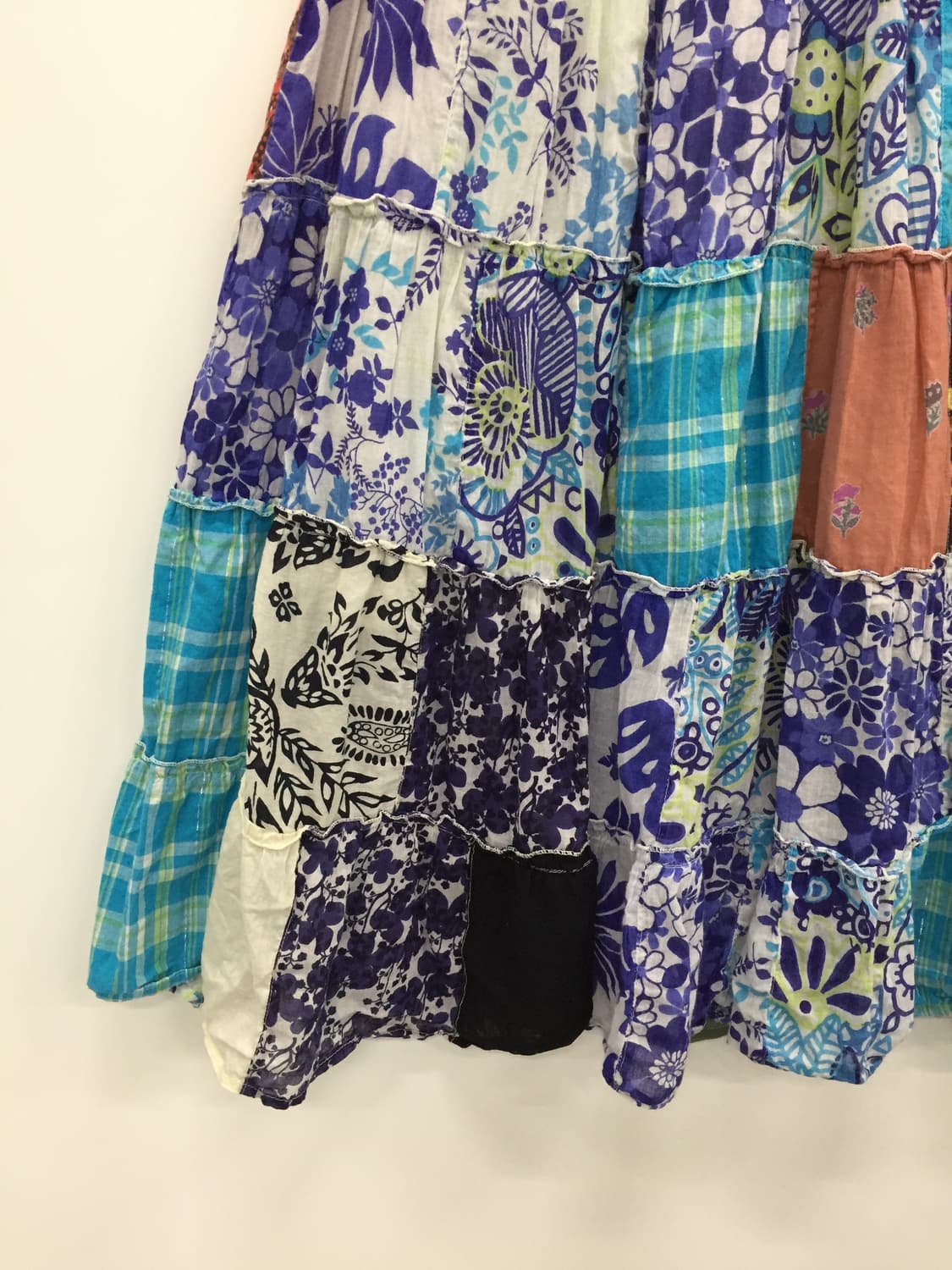 Jpn Blue Floral Patchwork Tiered Skirt 상품이미지8