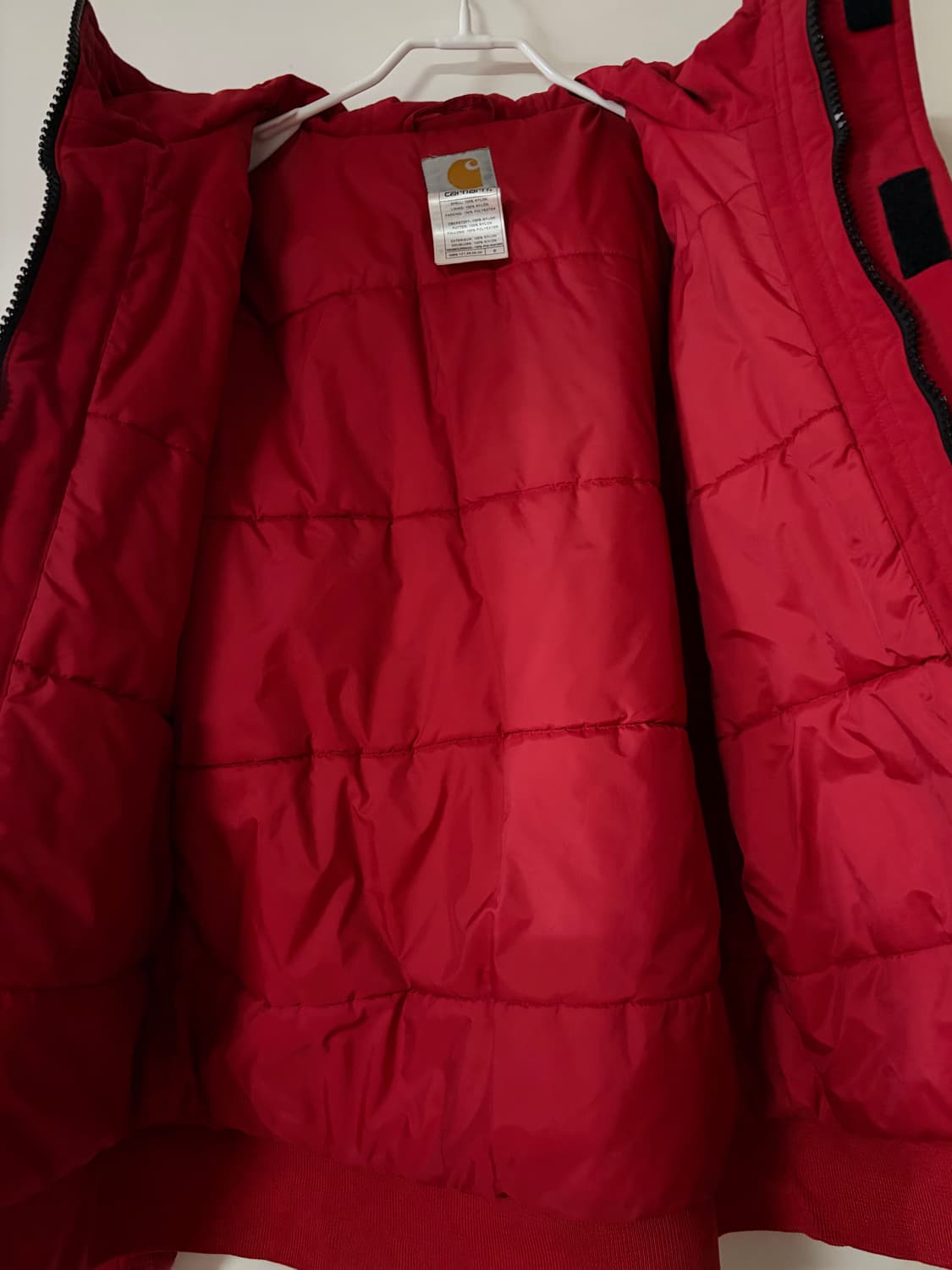 칼하트 레드 후드 바람막이 패딩 자켓 s 남녀공용 상품이미지3