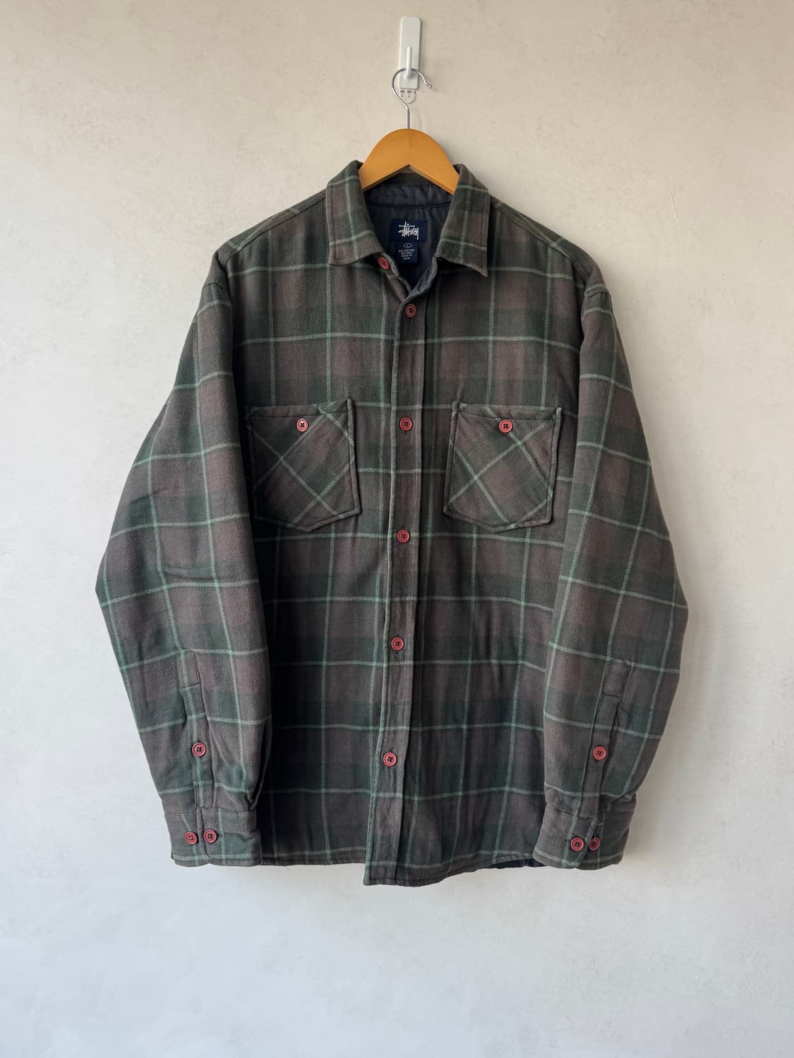 00s 스투시 라인 체크 셔츠 자켓 상품이미지1