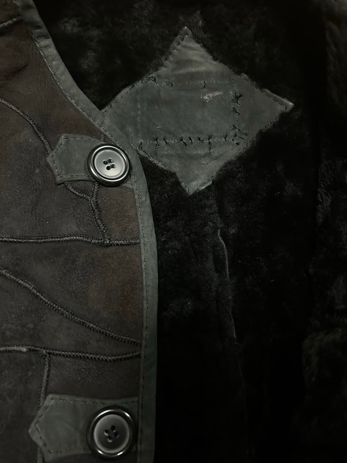 1980s issey miyake 레더 시어링 블랙 자켓  상품이미지7