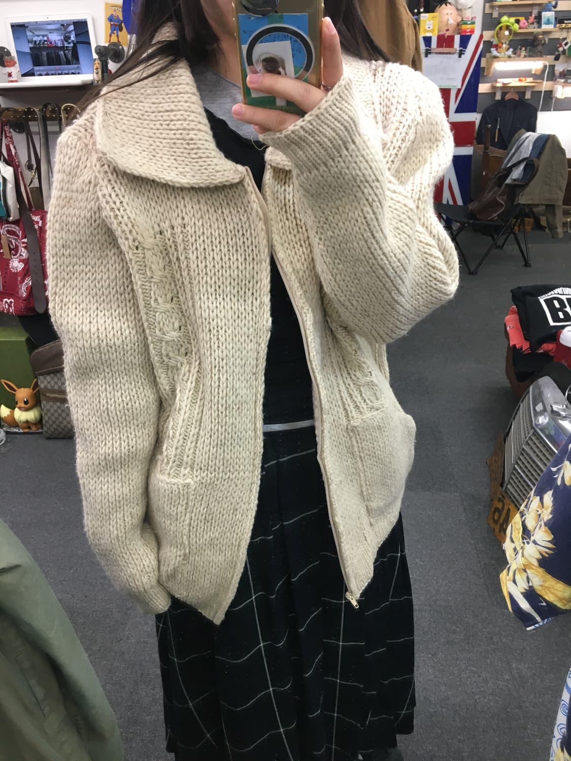 빈티지 헤비 니트 집업 상품이미지1