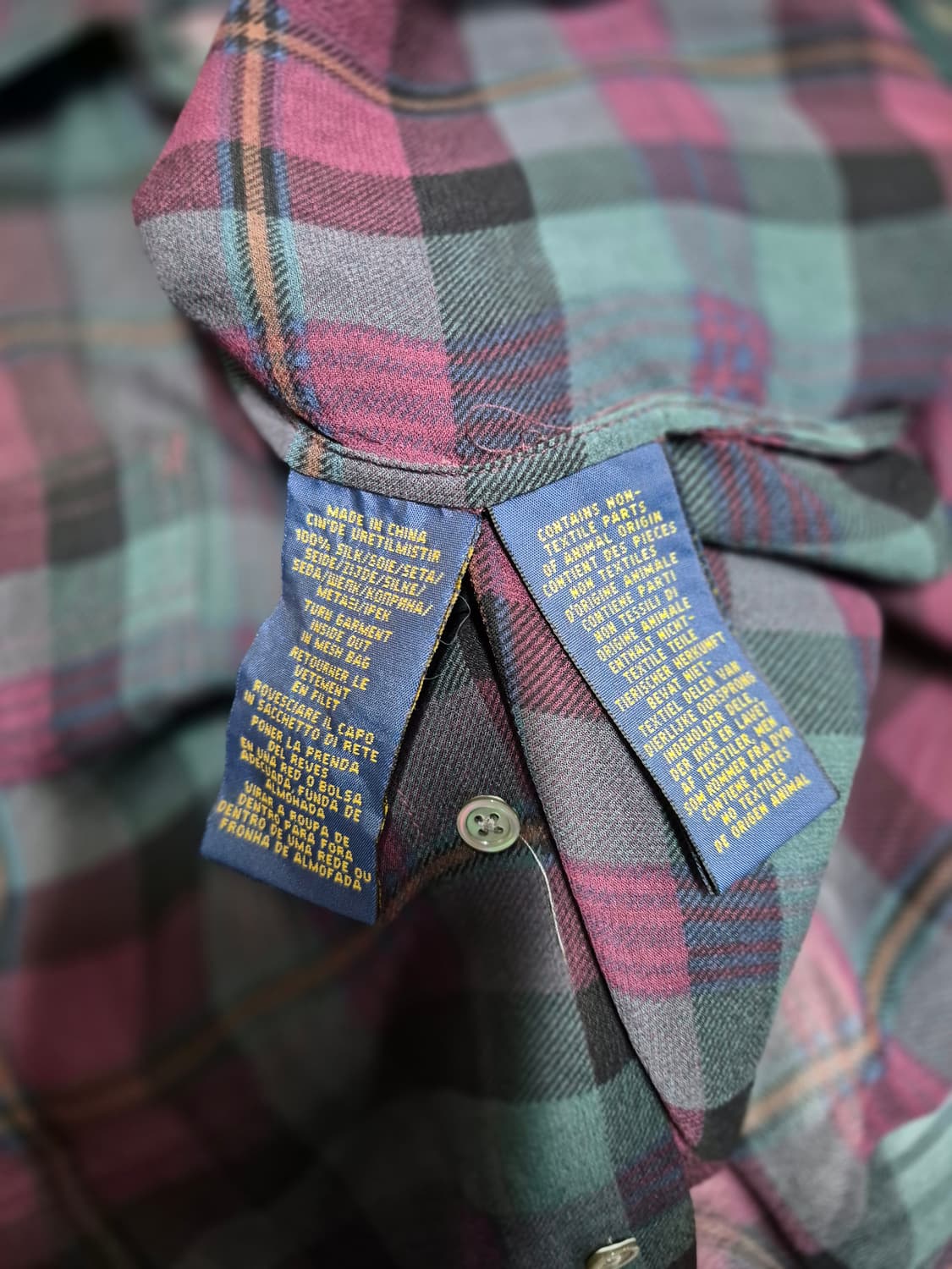 폴로 랄프로렌 체크 실크 셔츠 S 상품이미지4