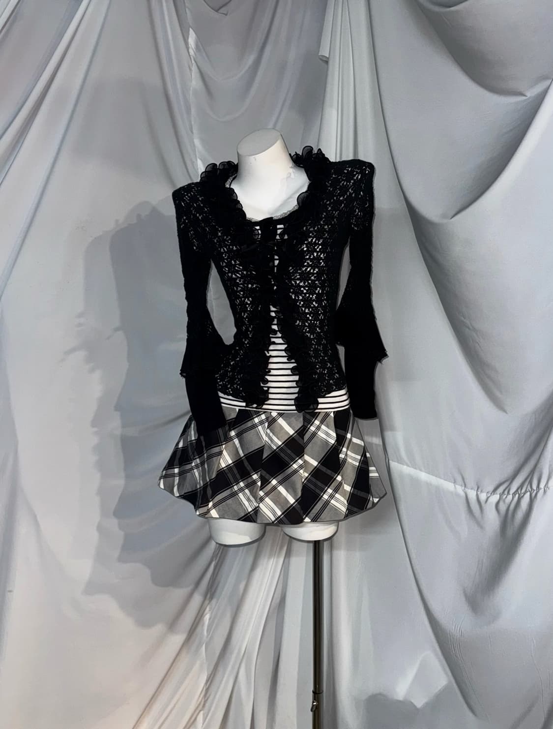 데일리 무채색 체크 유카리깔 코디세트 상품이미지7