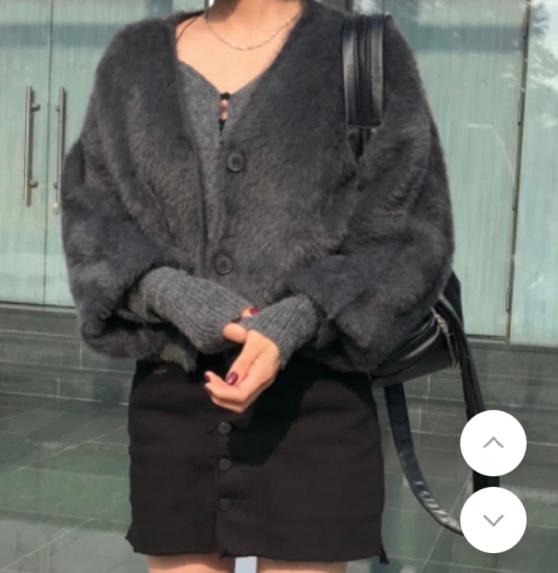 차콜 퍼 가디건 상품이미지2