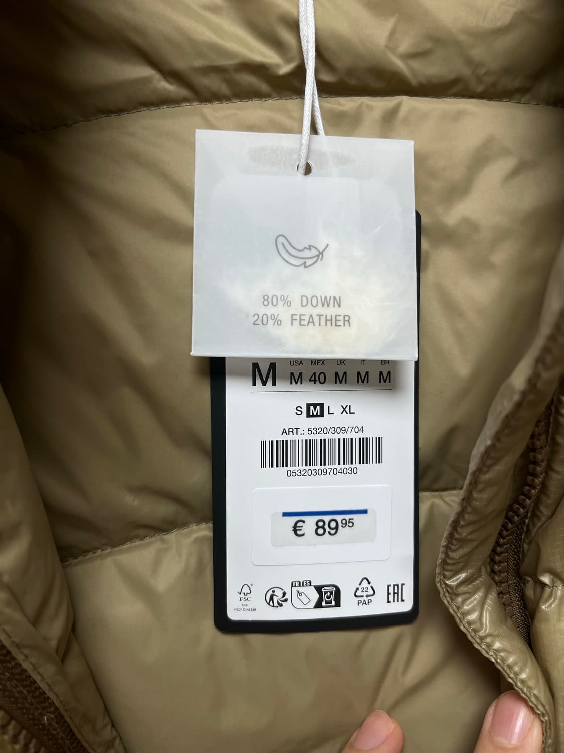 자라 에슬레틱스 패커블 다운 경량패딩 새상품 상품이미지4