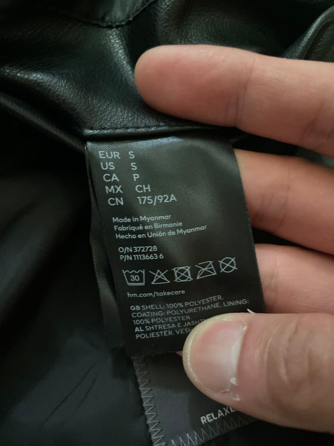 H&M 웨스턴 무드 릴랙스 핏 2버튼 비건 레더 카 코트(100~105) 상품이미지8