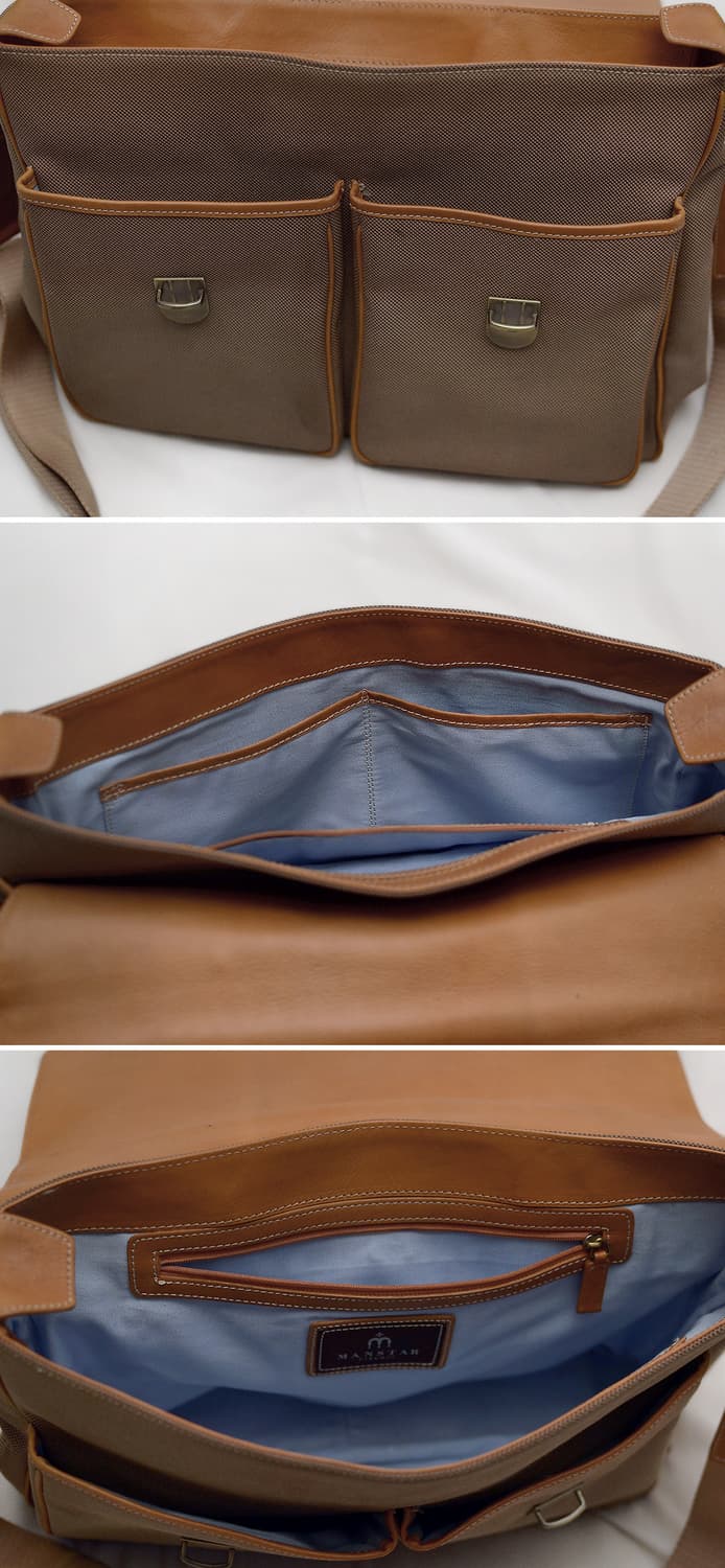 코오롱 맨스타 컬렉션 라인 캔버스 레더 플랩 메신저백 상품이미지6