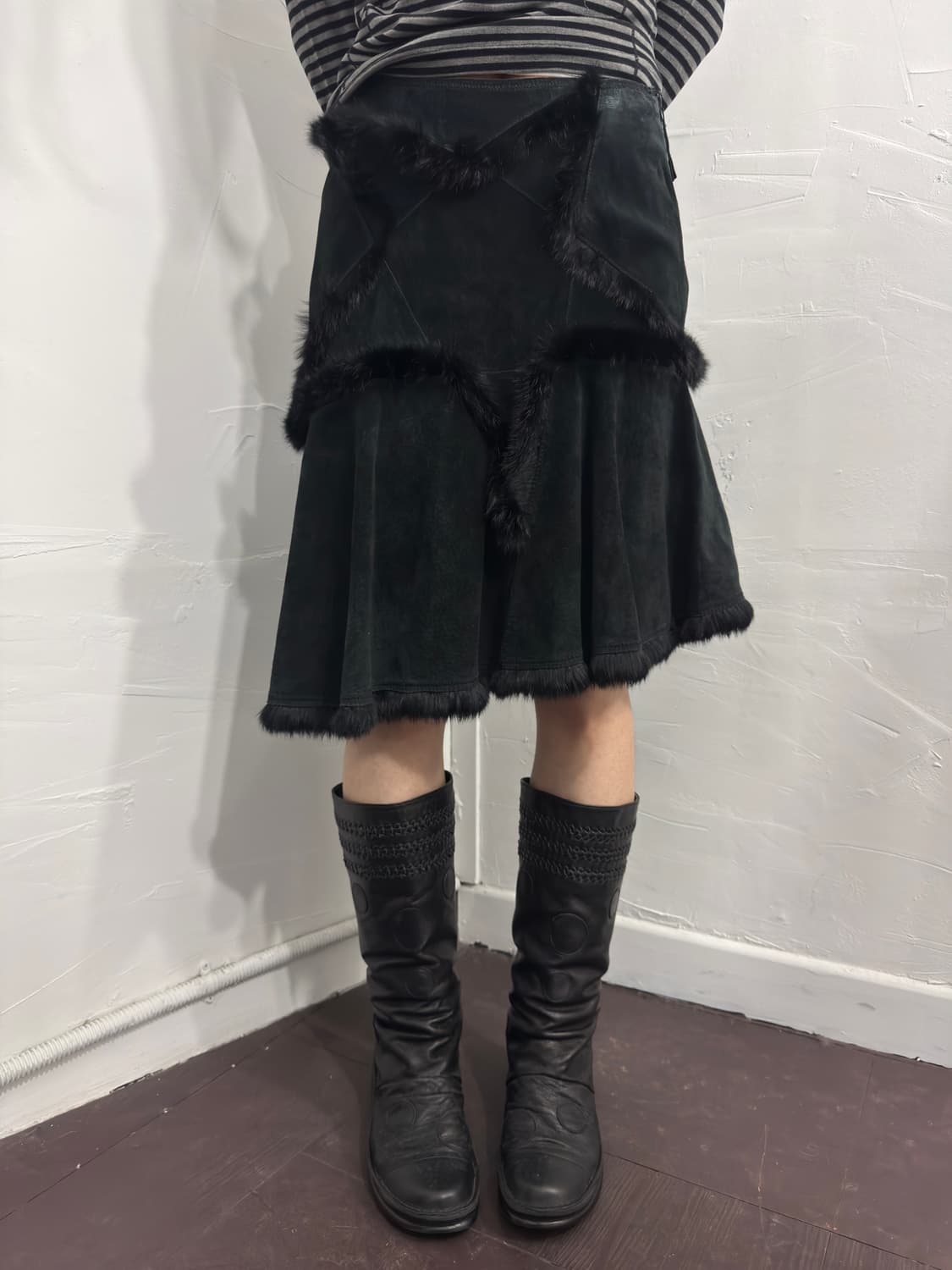 chine collection suede star fur midi ski 상품이미지2