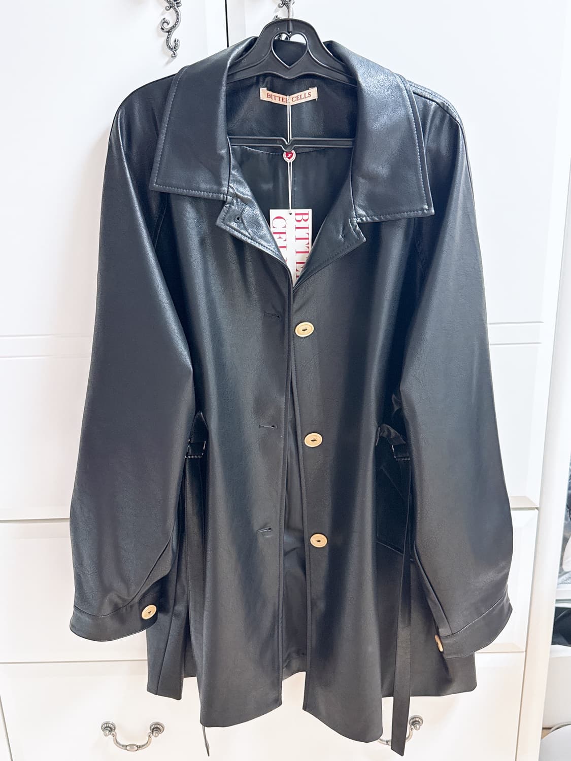 비터셀즈 아리아 레더 하프 코트 블랙 새상품 상품이미지4