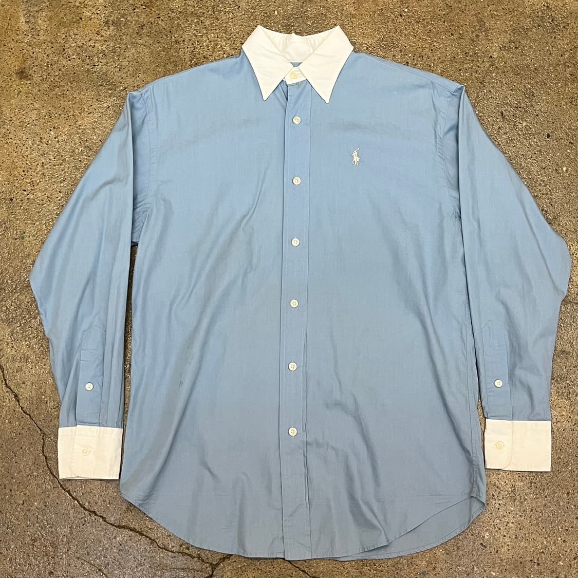미국 빈티지 폴로 랄프로렌 블루 셔츠 화이트 카라 상품이미지2