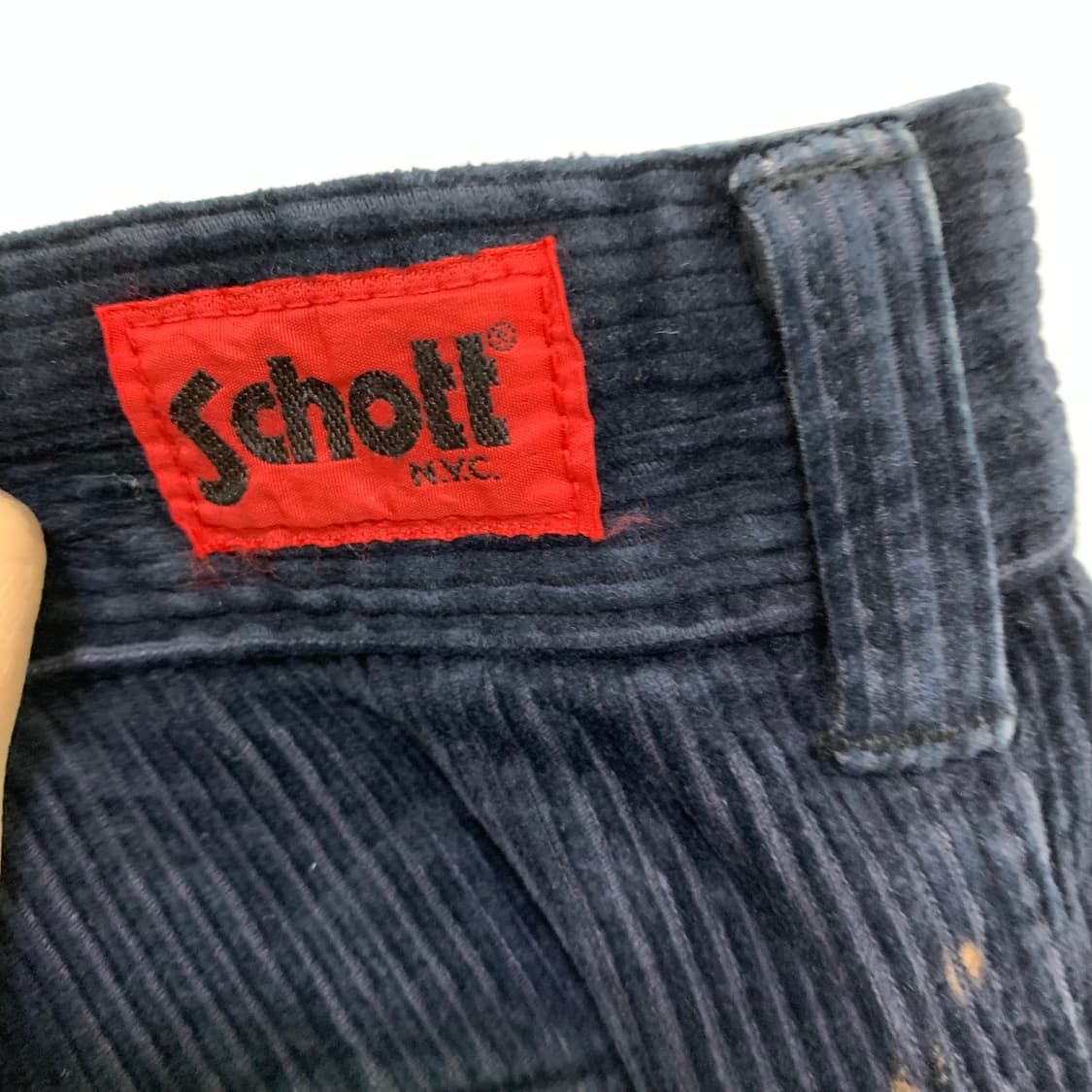 Schott 쇼트 다크 네이비 코듀로이 카펜터 팬츠 와이드 바지 33인치 상품이미지7