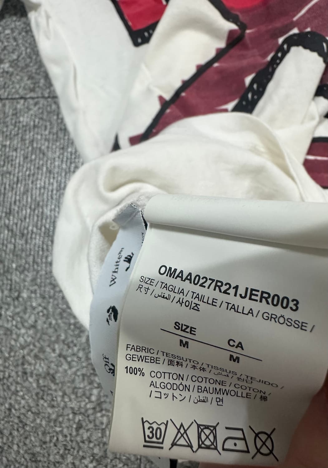 오프화이트 마커 슬림핏 반팔티 m 상품이미지4