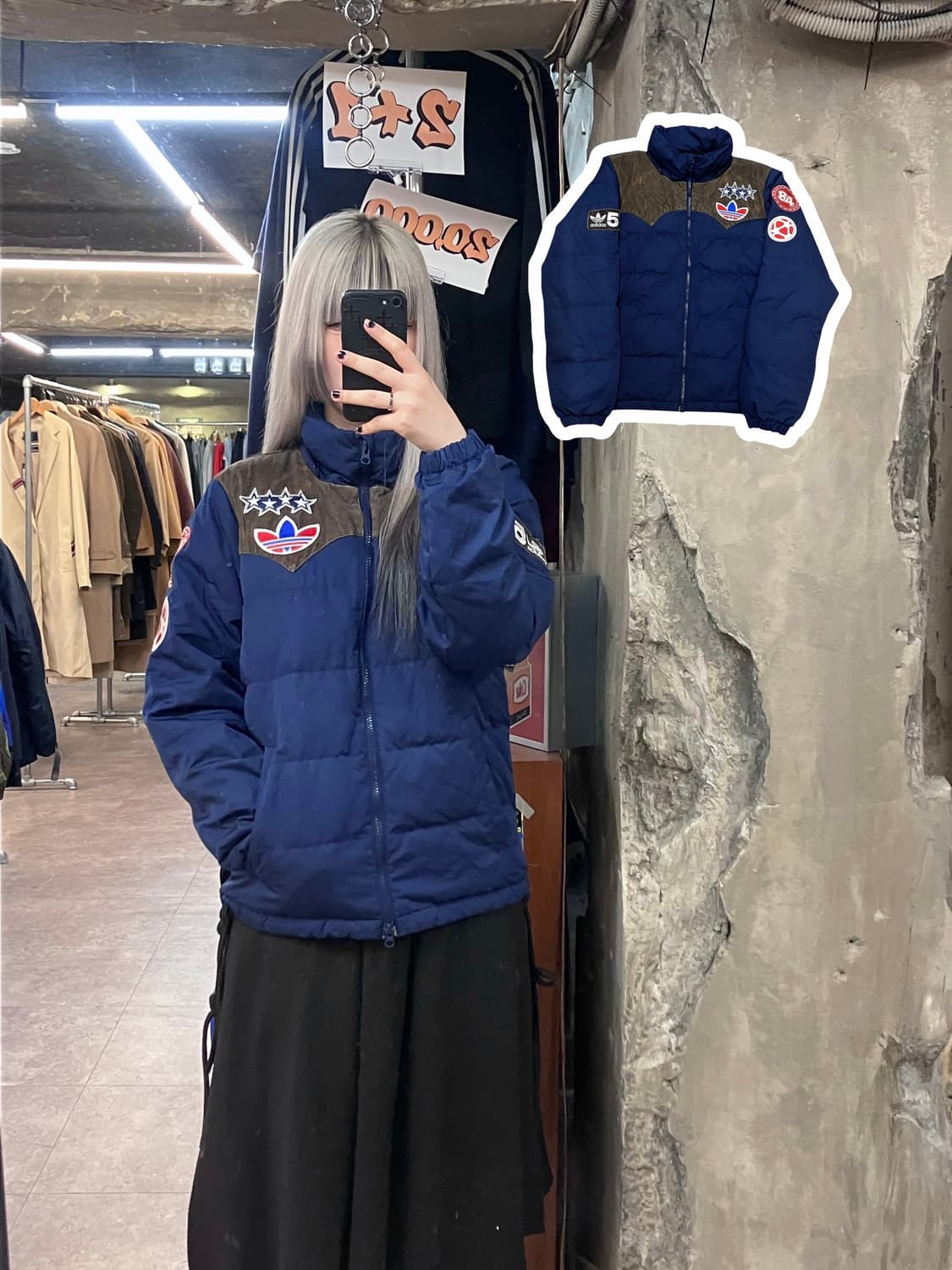 아디다스 빈티지 패치 덕다운 패딩 자켓 네이비 95 #csz3449  상품이미지1