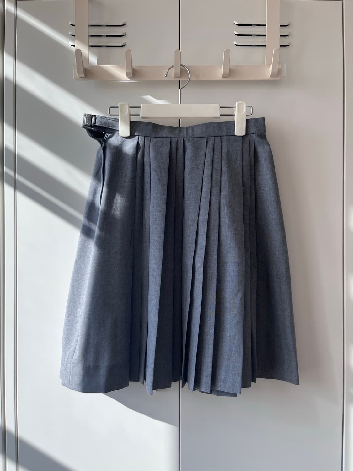 Japanese vintage  그레이 주름 플리츠 미디스커트 상품이미지2