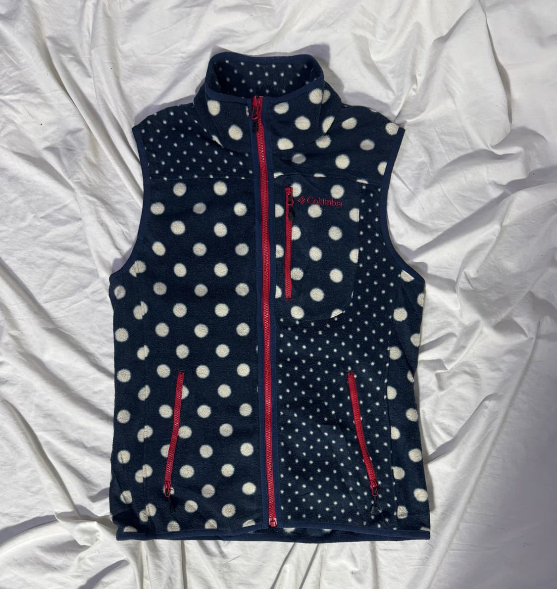 컬럼비아 도트 패턴 플리스 베스트 y2k 상품이미지1