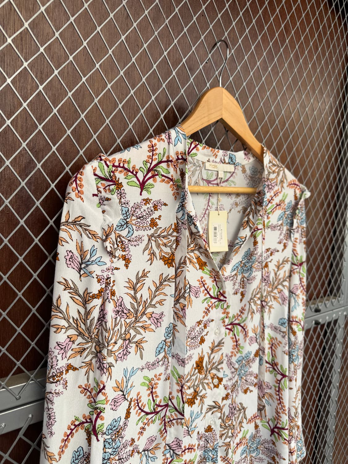 마쥬 maje 플라워 패턴 프린팅 리본 끈 러플 블라우스 셔츠 s 새상품 상품이미지7