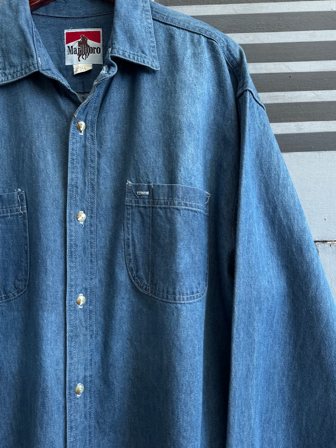 [XL]90's 말보로 USA 웨스턴 데님 셔츠 상품이미지2