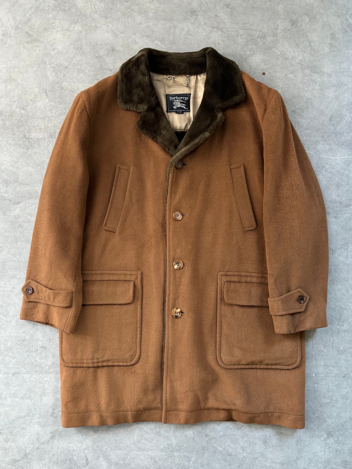 Burberry 버버리 퍼 안감 브라운 울 싱글 코트 상품이미지1