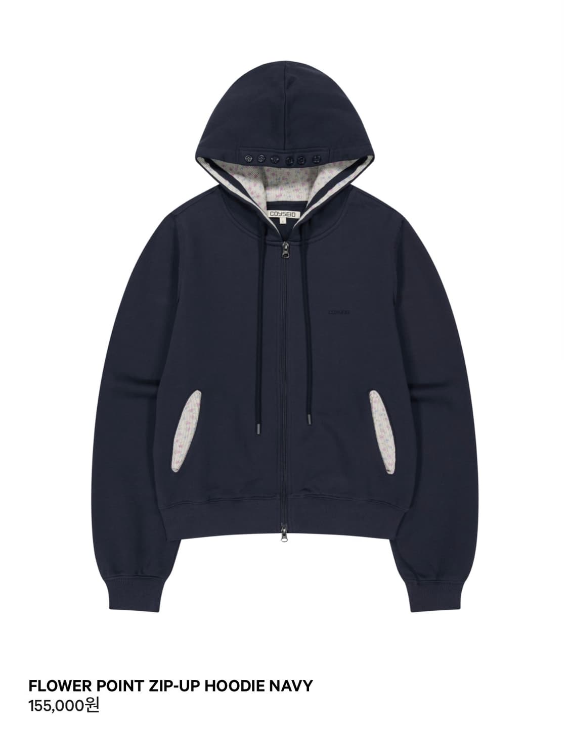 FLOWER POINT ZIP-UP HOODIE (NAVY) 상품이미지1