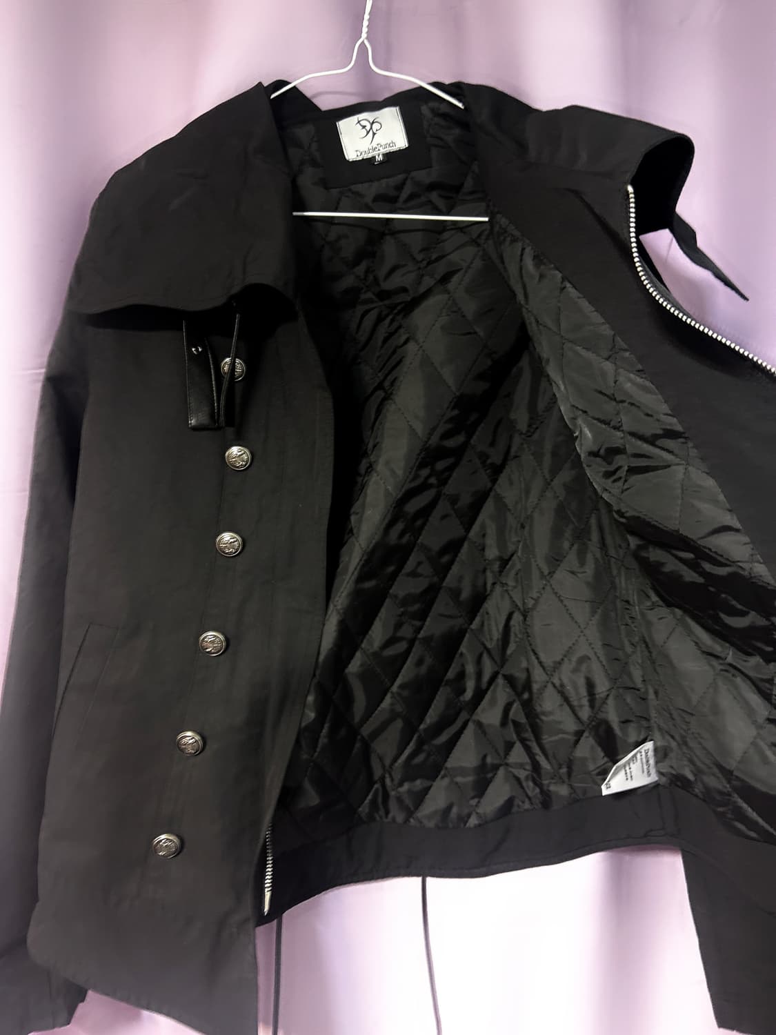 Double punch 하이넥 메탈 버튼 자켓 블랙 상품이미지5