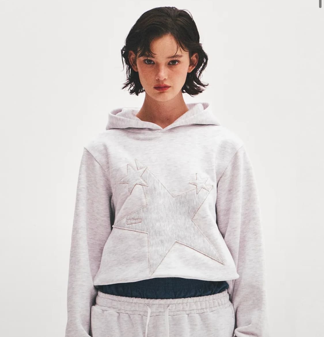 킴스 프레시 코튼 마켓 크롭 별 후드 상품이미지1