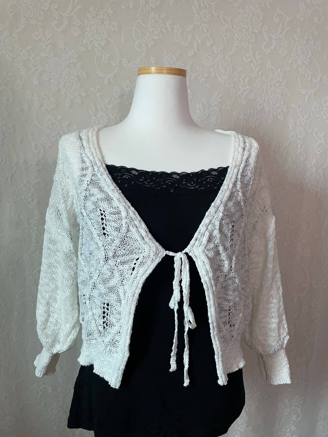 여리 레이스 리본 니트 가디건 상품이미지2