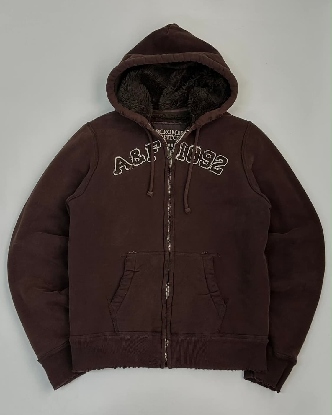 [L] 아베크롬비 y2k 브라운 울프죠 쉐르파 퍼 자켓 후드집업 상품이미지1