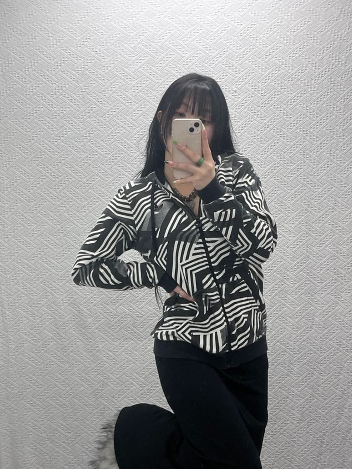 아디다스 유니크 키치 기하학 패턴 져지 후드집업 90 C08888 상품이미지1