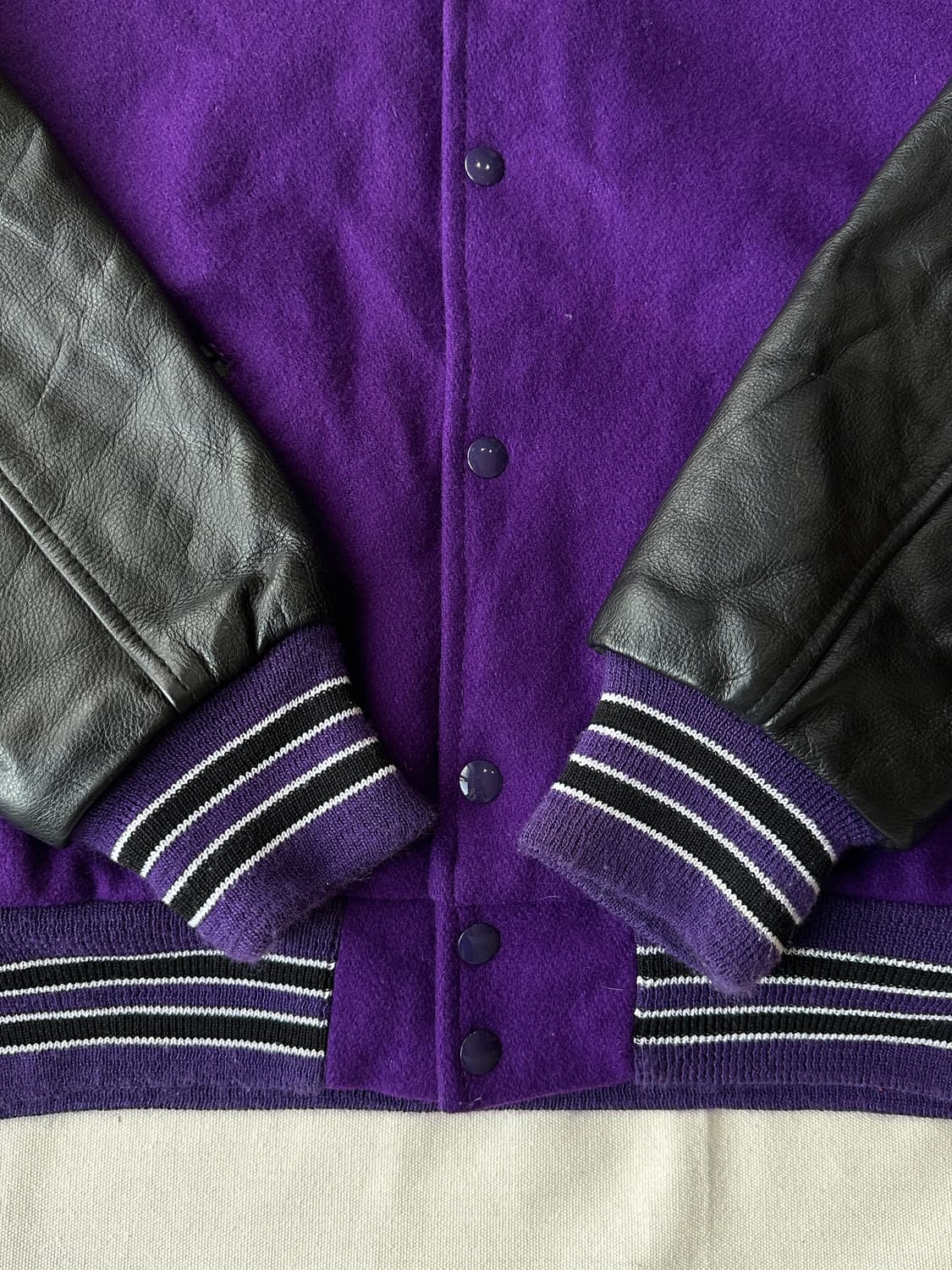 바시티 레더 자켓 made in USA 퍼플 100 상품이미지5