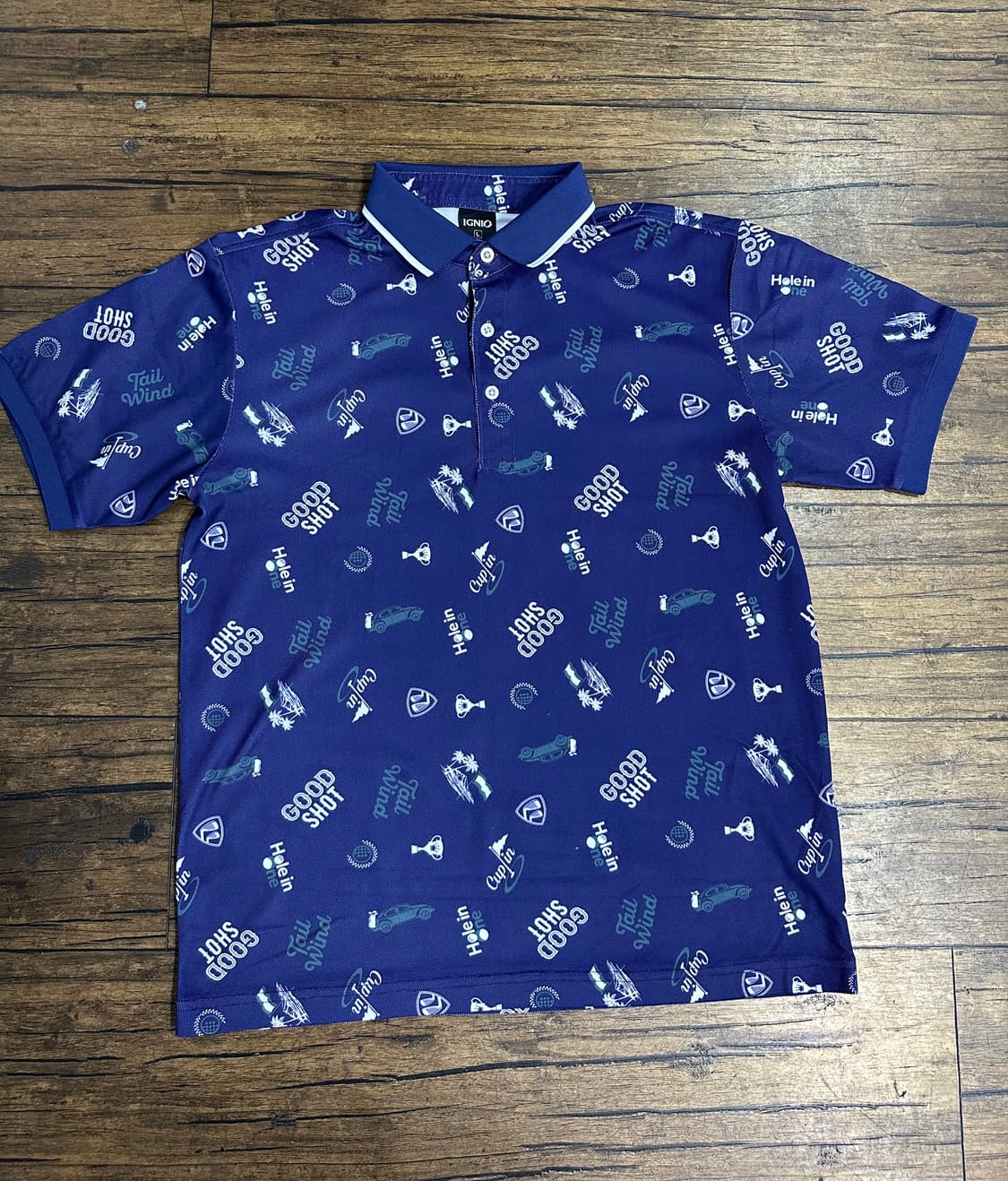 IGNIO 이그니오 기능성 쿨링 골프 반팔 카라티 L 네이비 패턴 (새제 상품이미지1