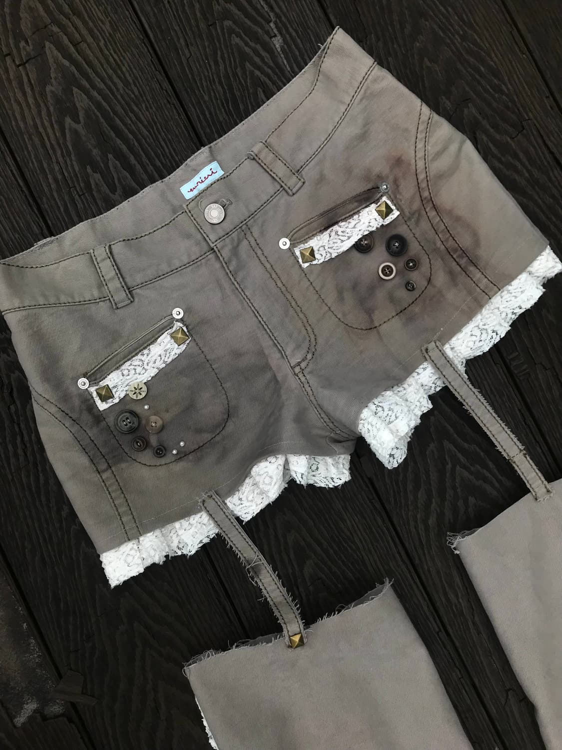 Lace Trim Garter Flare Pants 상품이미지3