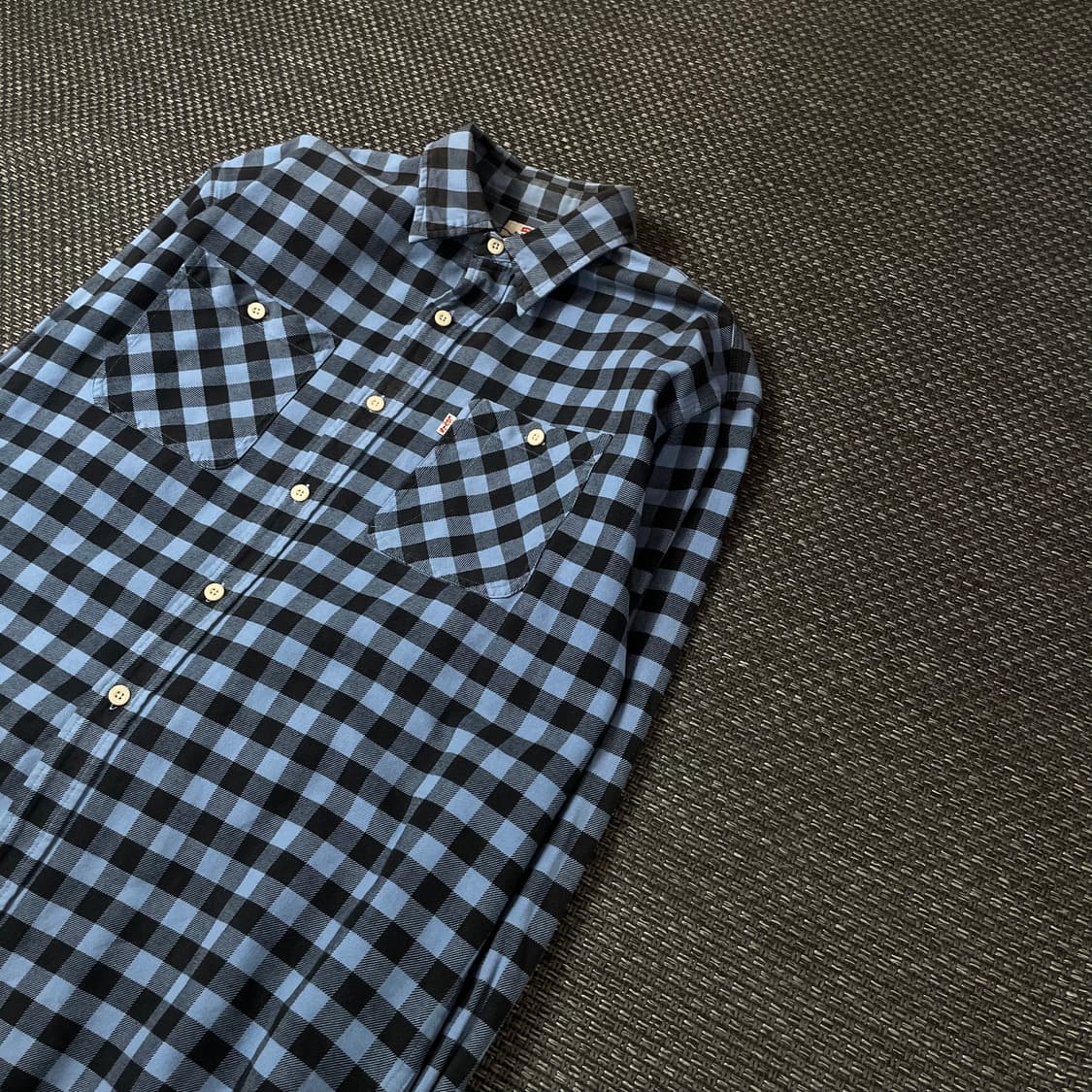 리바이스 블루 블랙 체크 투포켓 긴팔 셔츠 100 상품이미지5