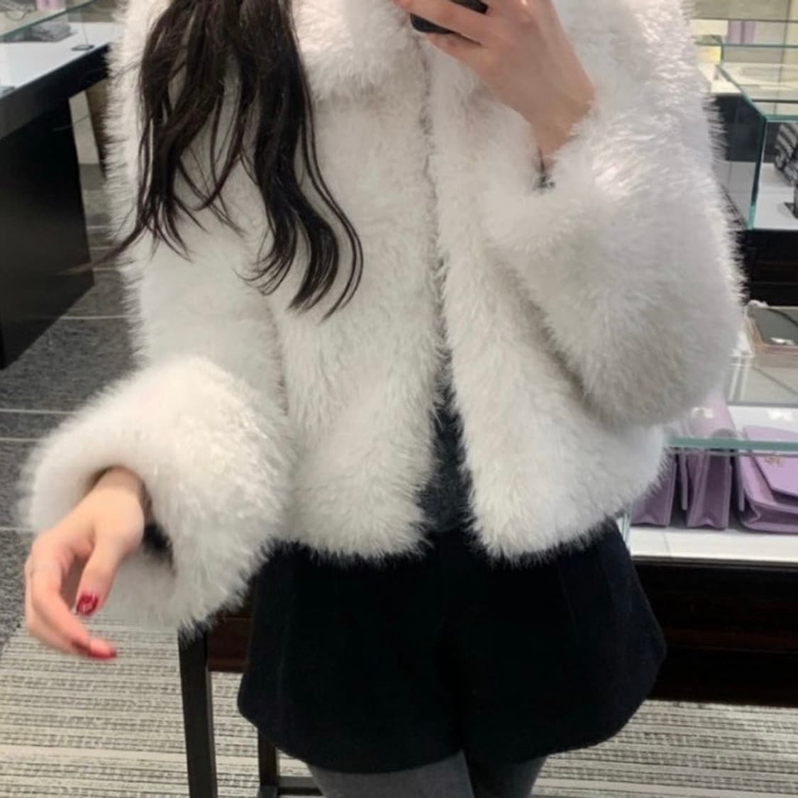 레예마켓 카라 퍼자켓 화이트 아이보리 상품이미지2