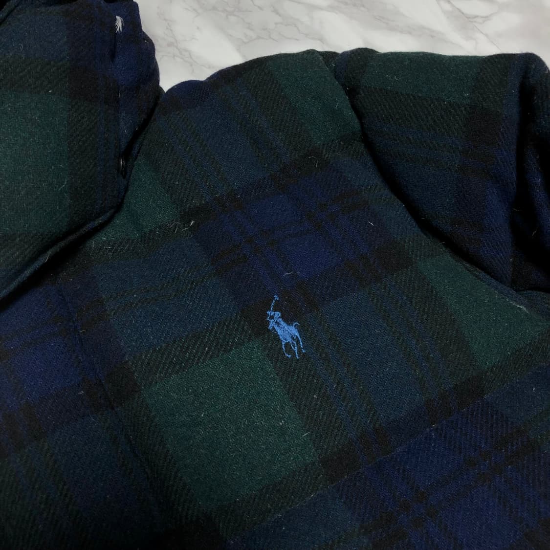 폴로 랄프로렌 타탄 체크 패딩 자켓 블랙와치 울 상품이미지4