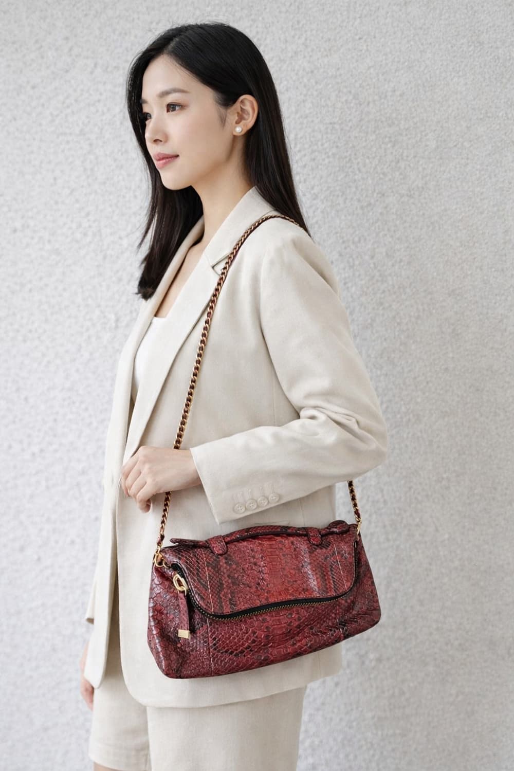 무료배송ㅣ힐리앤서스 레드 레더 체인 가방 숄더백 클러치백 상품이미지1