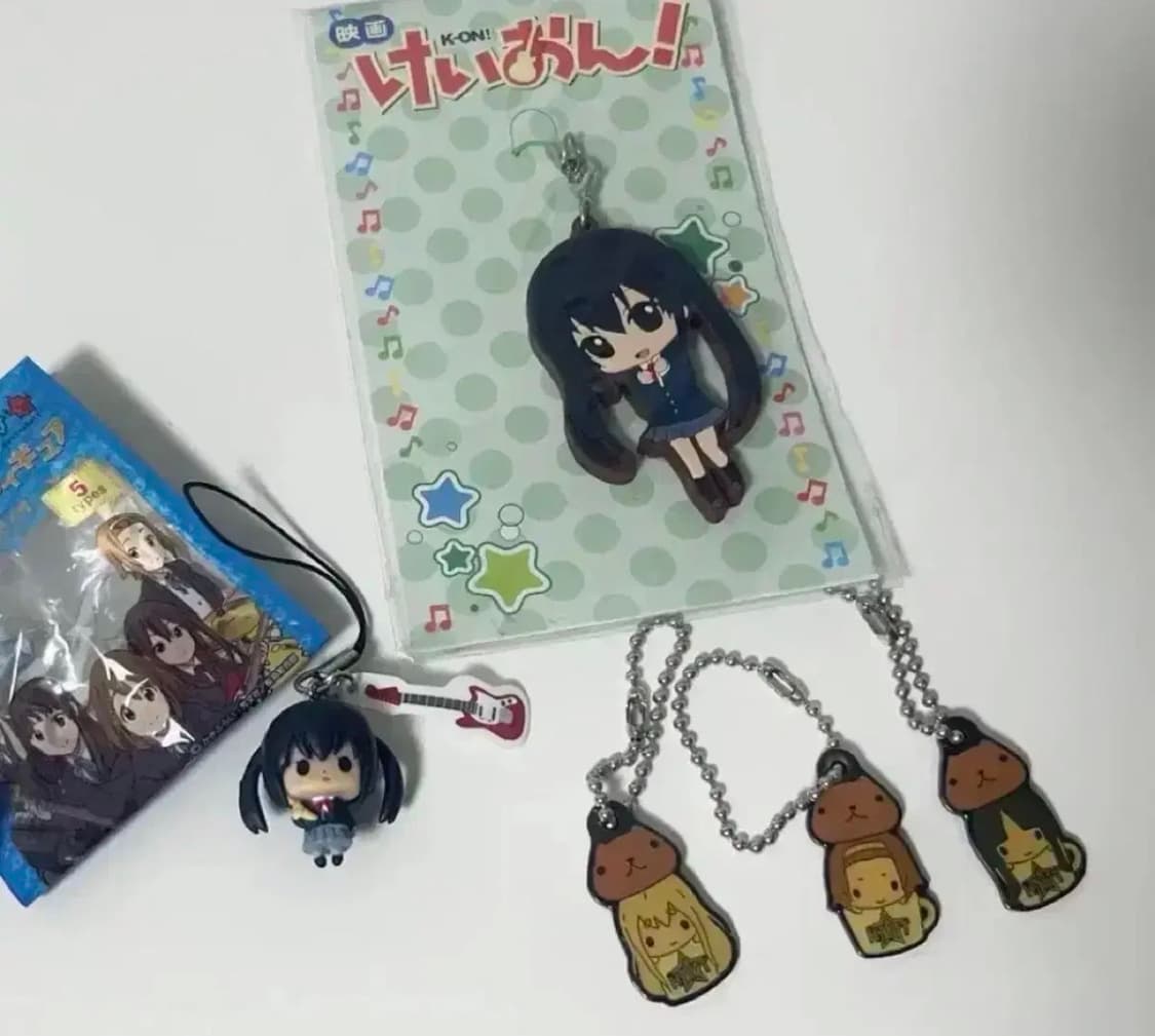 5종 케이온 카피바라상 메탈 키링 리츠 미오 아즈사 러버 스트랩 상품이미지1