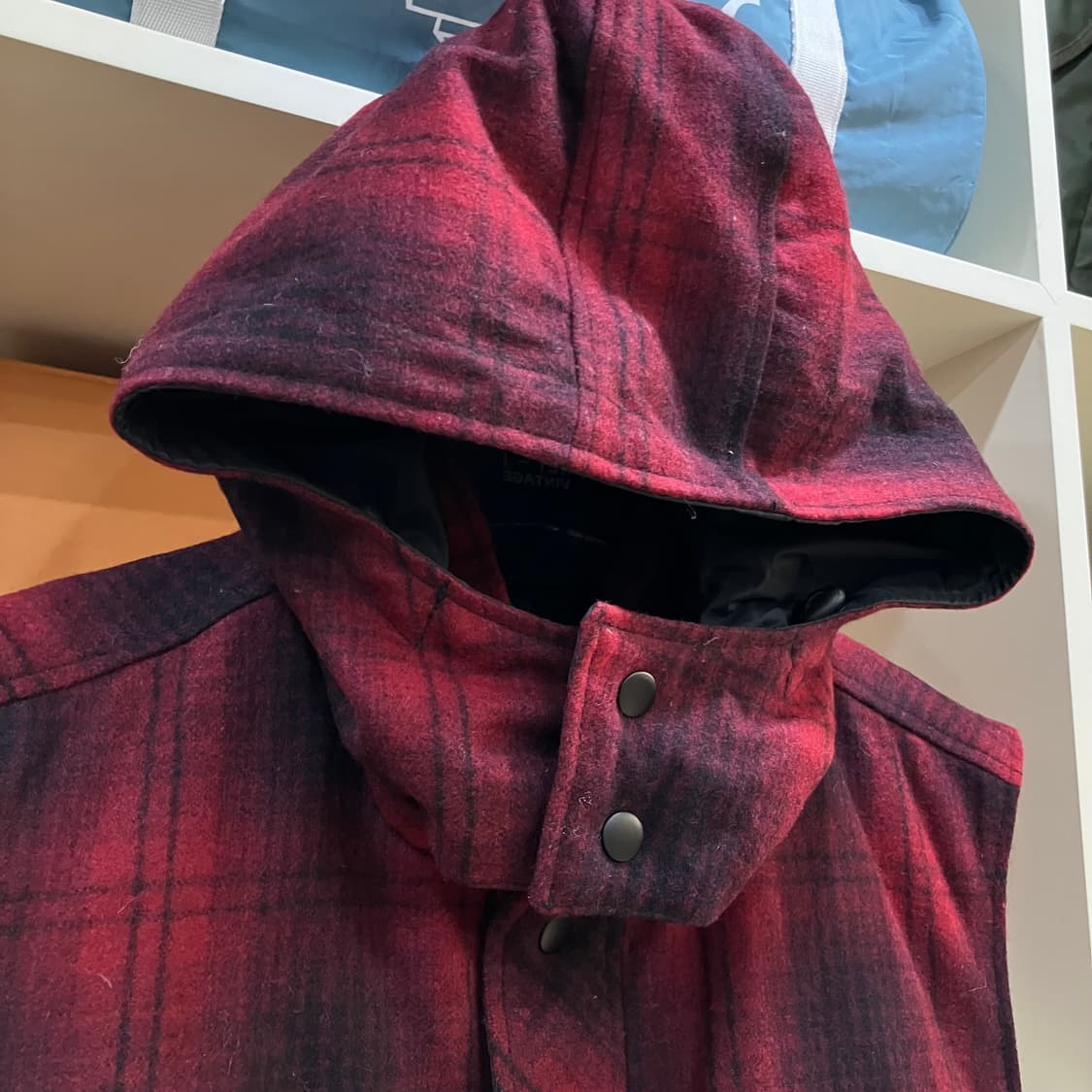 리바이스 체크 패턴 리버시블 후드 패딩 조끼 XL 상품이미지3