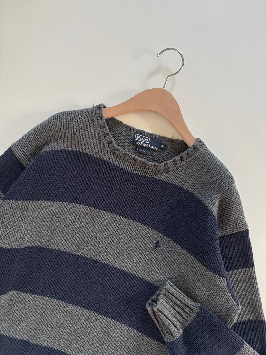 Polo 폴로 랄프로렌 00‘s 단가라 라운드넥 코튼 니트 상품이미지4