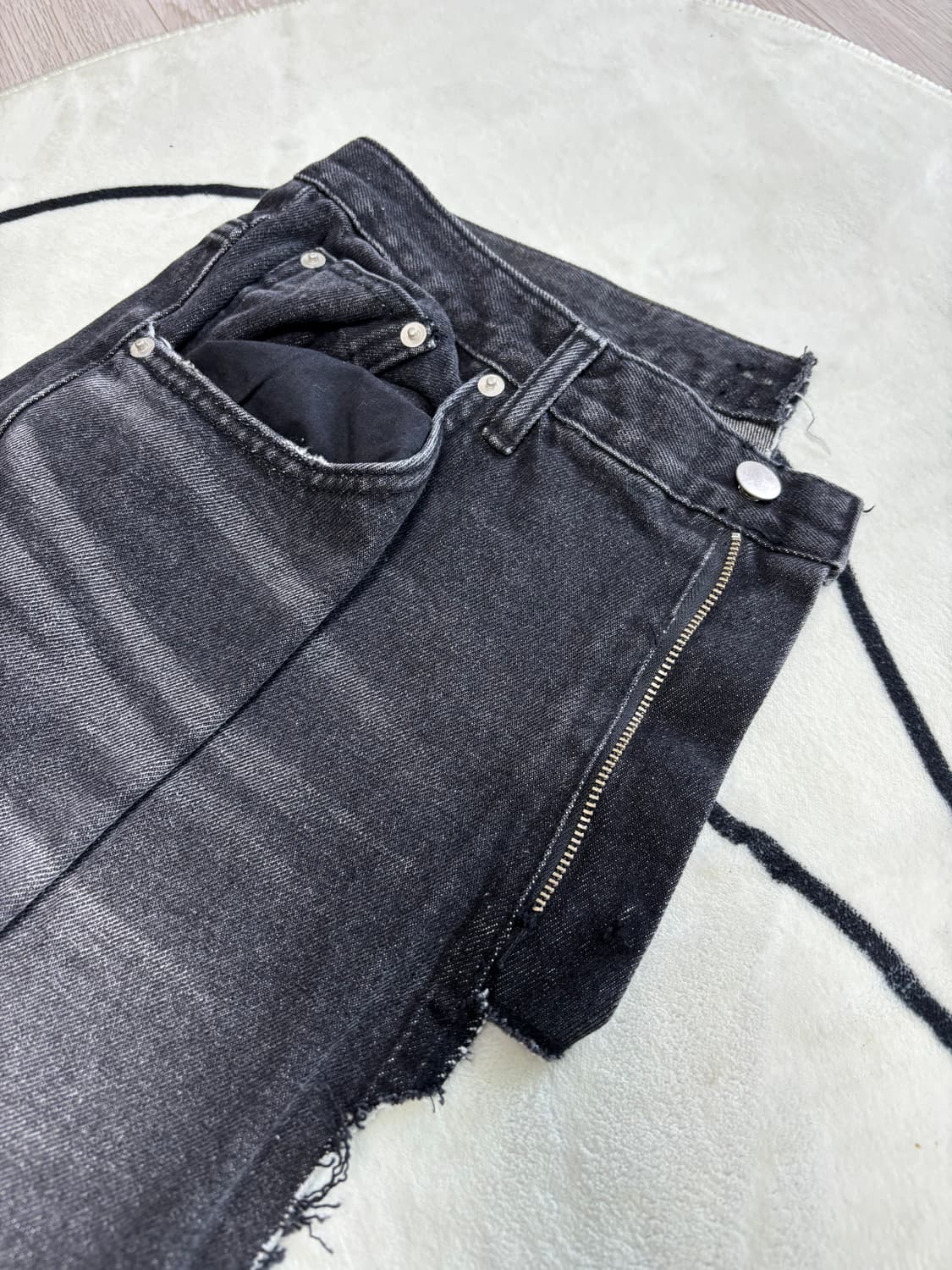 써저리 카고더블 진 블랙 데님 L 상품이미지5