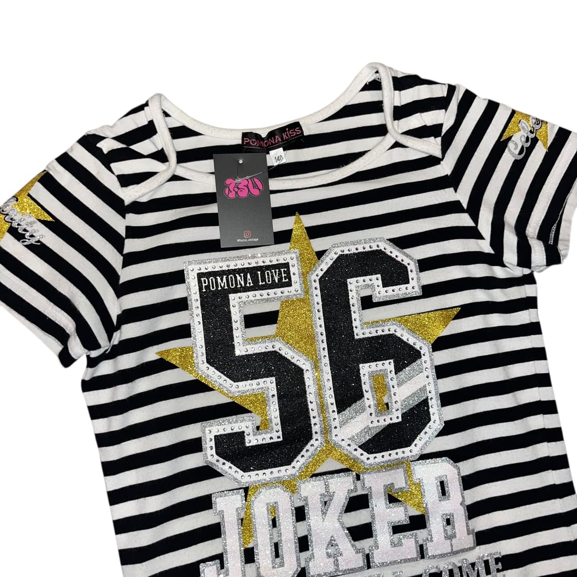 글리터 프린팅 큐빅 단가라 반팔티 키치갸루y2k 상품이미지2