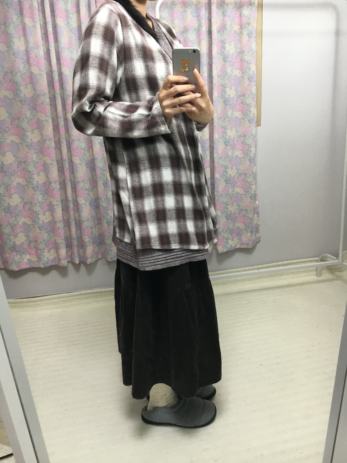 브라운 체크 레이어드 블라우스 상품이미지4