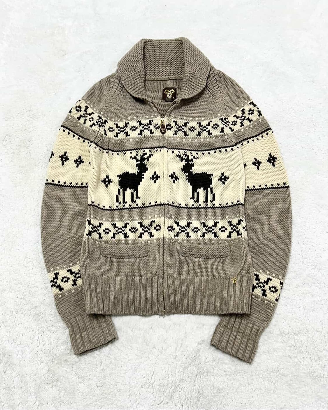 빈티지 노르딕 울 니트집업 상품이미지6